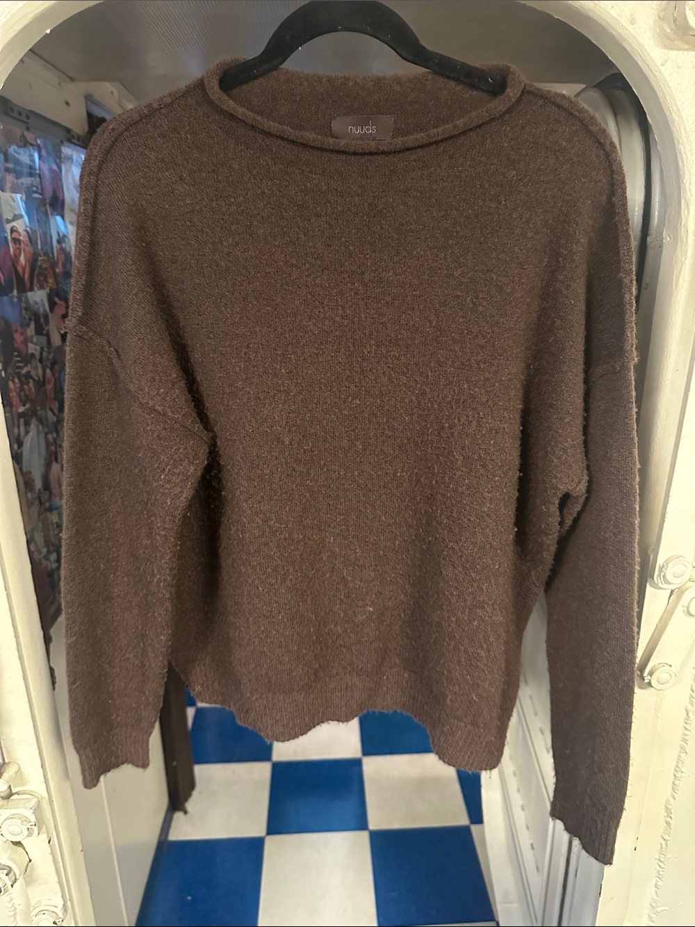 Nuuds Dark Brown Crewneck Textured Knit Sweater- XS